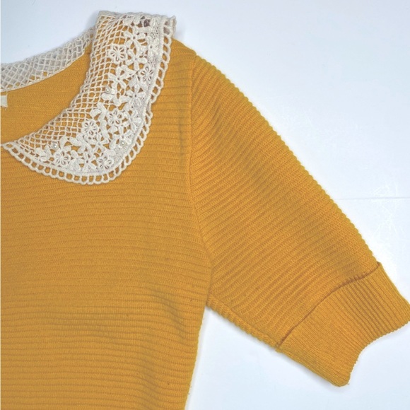 Tulle Fitted Ribbed Mini Dress Sz Med Goldenrod Yellow Anthropologie - Picture 6 of 8